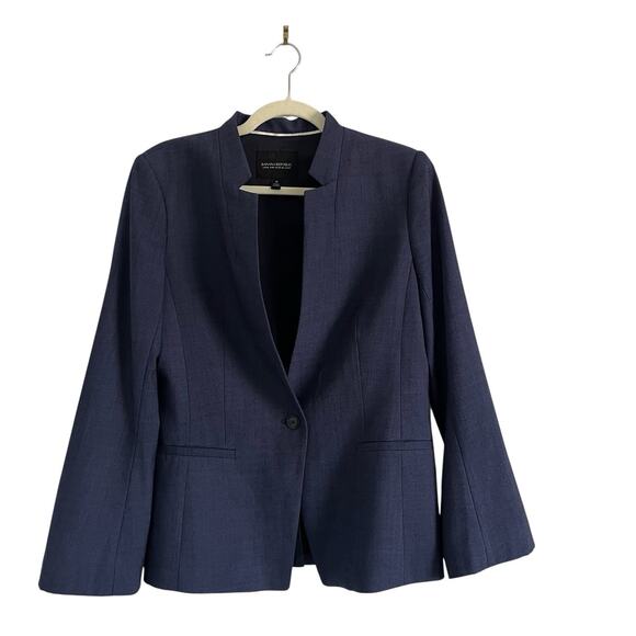 Banana Republic Long & Lean Wool Blazer Sz 6 Blue chic classic Career Gorpcore - Picture 2 of 13
